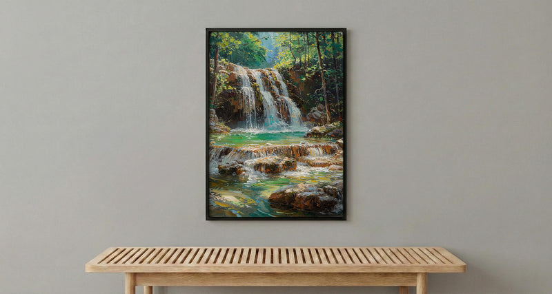 Plitvice Lakes Art, Croatia Nature Decor - Emerald Waterfall Print