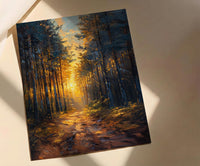 Black Forest Poster, Germany Nature Decor - Pine Tree Sunlight