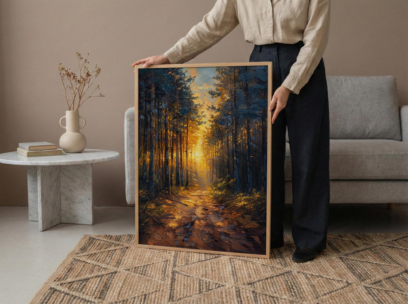 Black Forest Poster, Germany Nature Decor - Pine Tree Sunlight