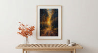 Black Forest Poster, Germany Nature Decor - Pine Tree Sunlight
