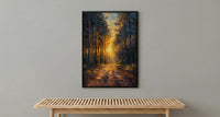 Black Forest Poster, Germany Nature Decor - Pine Tree Sunlight