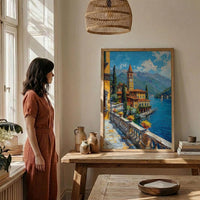 Lake Como Italy Art, Historic Villa Decor - Blue Water Poster