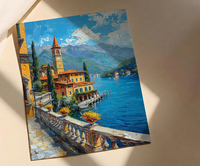 Lake Como Italy Art, Historic Villa Decor - Blue Water Poster
