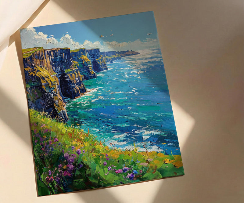 Cliffs of Moher Art, Ireland Coastal Decor - Green Cliff Poster