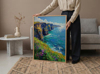 Cliffs of Moher Art, Ireland Coastal Decor - Green Cliff Poster