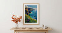 Cliffs of Moher Art, Ireland Coastal Decor - Green Cliff Poster