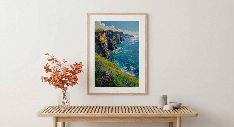 Cliffs of Moher Art, Ireland Coastal Decor - Green Cliff Poster