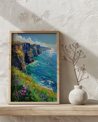 Cliffs of Moher Art, Ireland Coastal Decor - Green Cliff Poster
