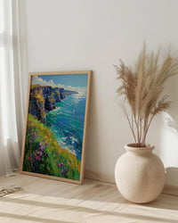 Cliffs of Moher Art, Ireland Coastal Decor - Green Cliff Poster