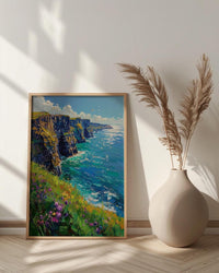 Cliffs of Moher Art, Ireland Coastal Decor - Green Cliff Poster