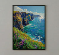 Cliffs of Moher Art, Ireland Coastal Decor - Green Cliff Poster