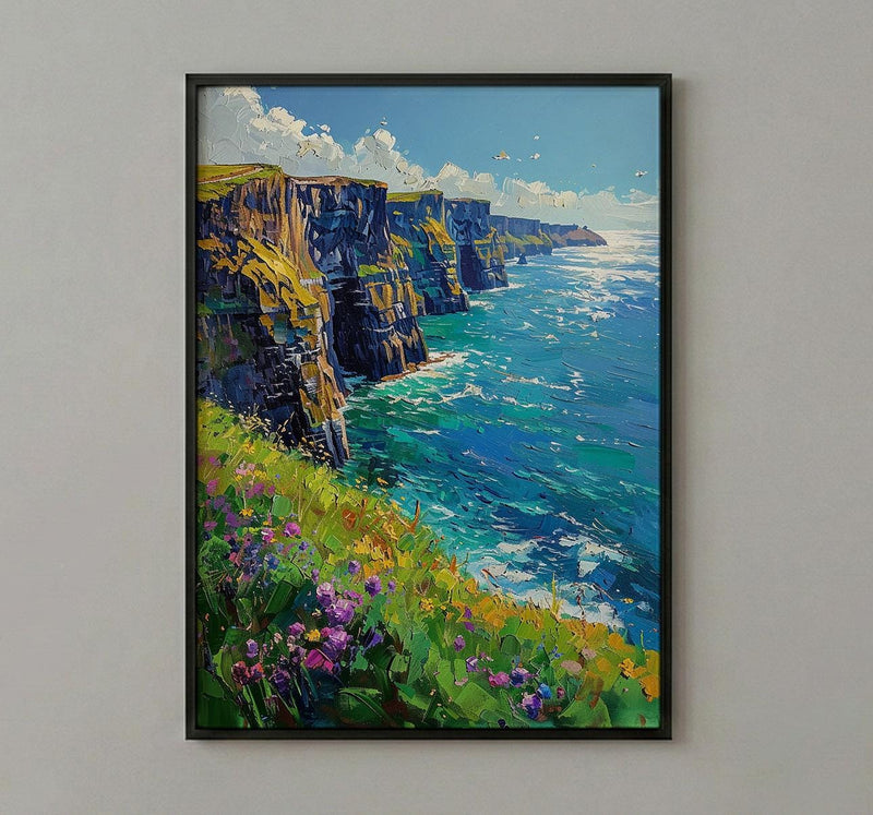 Cliffs of Moher Art, Ireland Coastal Decor - Green Cliff Poster