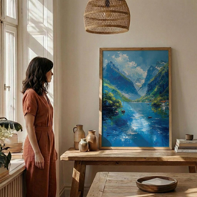 Norway Fjord Poster, Scandinavian Nature - Green Mountain Art