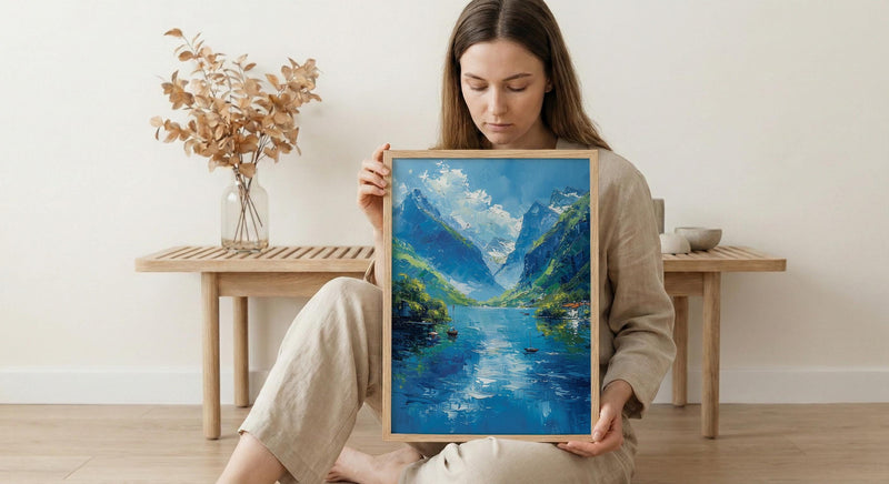 Norway Fjord Poster, Scandinavian Nature - Green Mountain Art