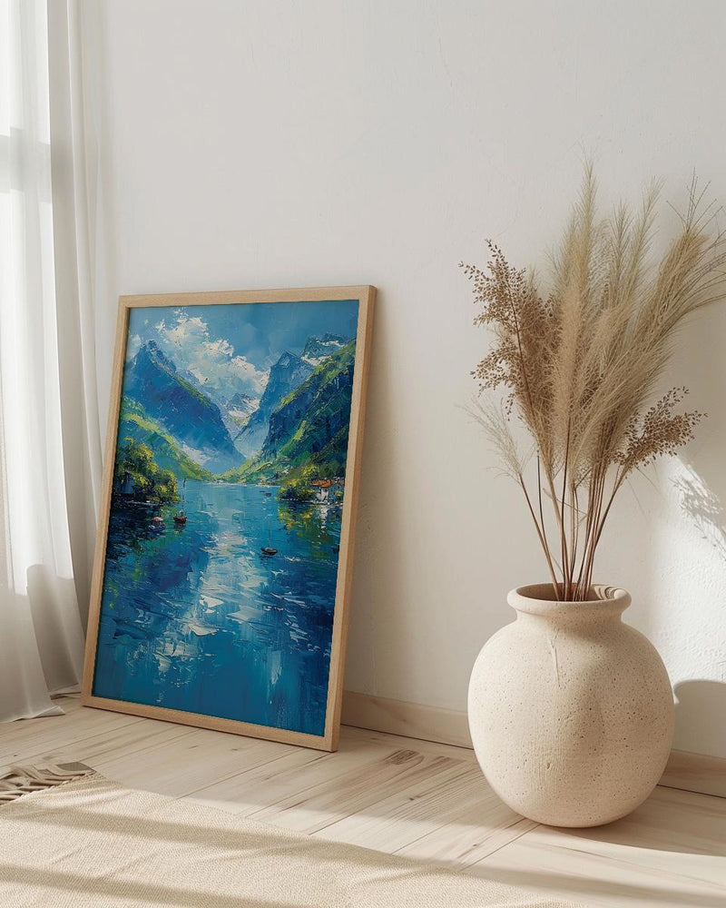 Norway Fjord Poster, Scandinavian Nature - Green Mountain Art