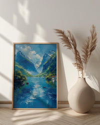 Norway Fjord Poster, Scandinavian Nature - Green Mountain Art