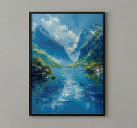 Norway Fjord Poster, Scandinavian Nature - Green Mountain Art
