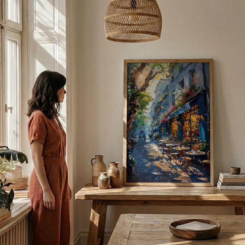 Paris Cafe Wall Art, France Street Decor - Morning Coffee Print