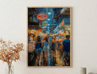 Seattle Pike Place Market Poster, Washington City Travel Decor - Glowing Neon Summer Sign