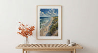 Outer Banks Beach Art Print, North Carolina Coastal Decor - Rolling Summer Surf Wild Horse