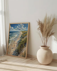Outer Banks Beach Art Print, North Carolina Coastal Decor - Rolling Summer Surf Wild Horse