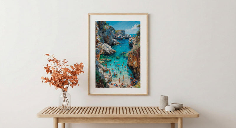 Laguna Beach Cove Poster, California Hidden Ocean Coast Decor - Crystal Clear Blue Summer Water