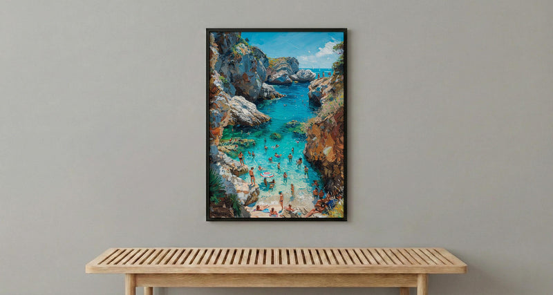 Laguna Beach Cove Poster, California Hidden Ocean Coast Decor - Crystal Clear Blue Summer Water