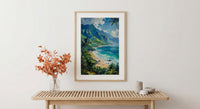 Kauai Hanalei Bay Wall Art, Lush Tropical Island Decor - Majestic Green Mountain Summer Ocean
