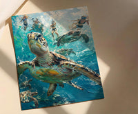 Maui Sea Turtle Wall Art, Tropical Hawaii Ocean Decor - Crystal Clear Turquoise Summer Water