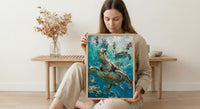 Maui Sea Turtle Wall Art, Tropical Hawaii Ocean Decor - Crystal Clear Turquoise Summer Water