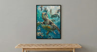 Maui Sea Turtle Wall Art, Tropical Hawaii Ocean Decor - Crystal Clear Turquoise Summer Water