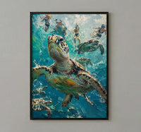 Maui Sea Turtle Wall Art, Tropical Hawaii Ocean Decor - Crystal Clear Turquoise Summer Water
