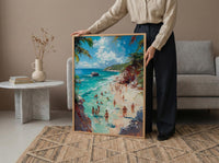 Bahamas Swimming Pig Wall Art, Tropical Exuma Island Decor - Crystal Clear Ocean Summer Fun