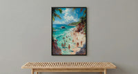 Bahamas Swimming Pig Wall Art, Tropical Exuma Island Decor - Crystal Clear Ocean Summer Fun