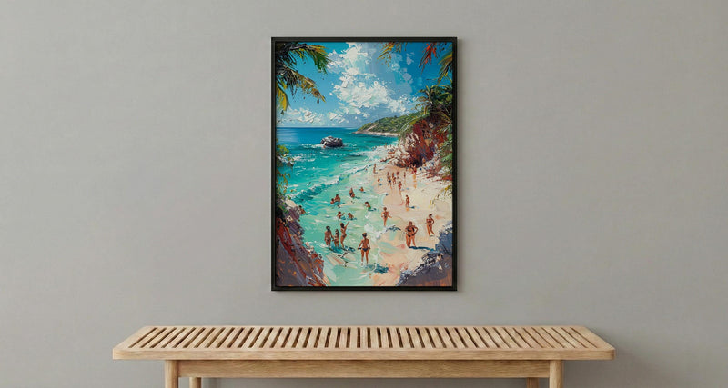 Bahamas Swimming Pig Wall Art, Tropical Exuma Island Decor - Crystal Clear Ocean Summer Fun
