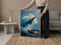 Baja California Whale Poster, Mexico Deep Blue Ocean Decor - Majestic Sea Animal Boat View