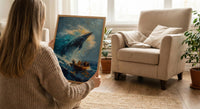 Baja California Whale Poster, Mexico Deep Blue Ocean Decor - Majestic Sea Animal Boat View