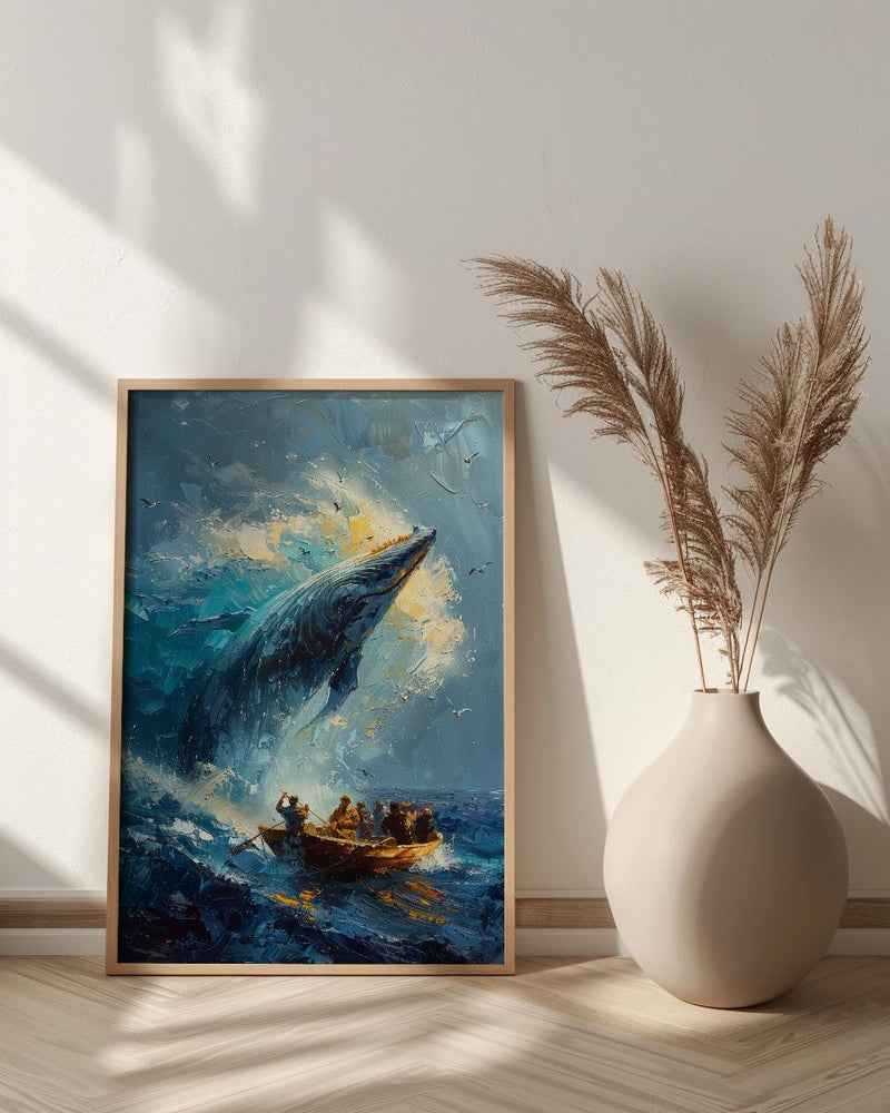 Baja California Whale Poster, Mexico Deep Blue Ocean Decor - Majestic Sea Animal Boat View