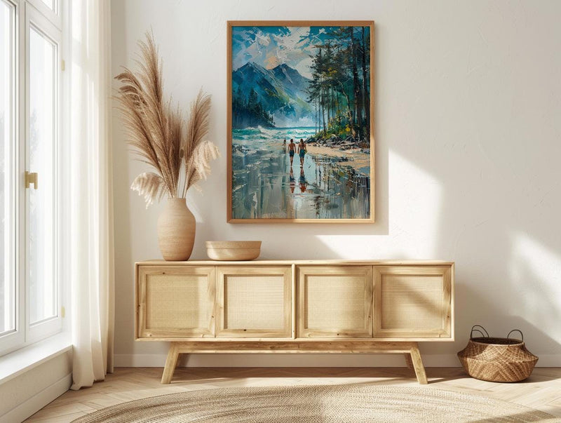 Tofino Surf Beach Wall Art, Canada Pacific Coast Decor - Misty Green Pine Ocean Wave
