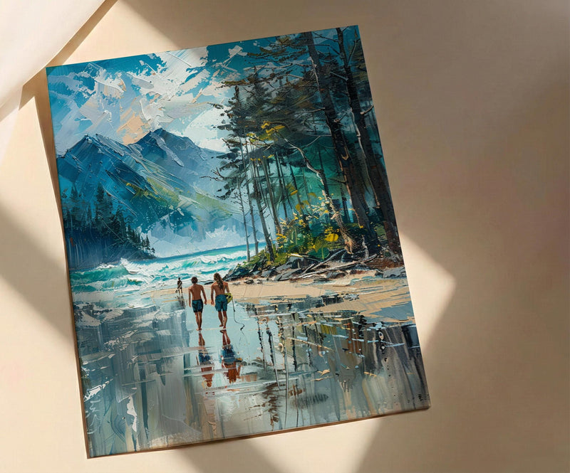 Tofino Surf Beach Wall Art, Canada Pacific Coast Decor - Misty Green Pine Ocean Wave