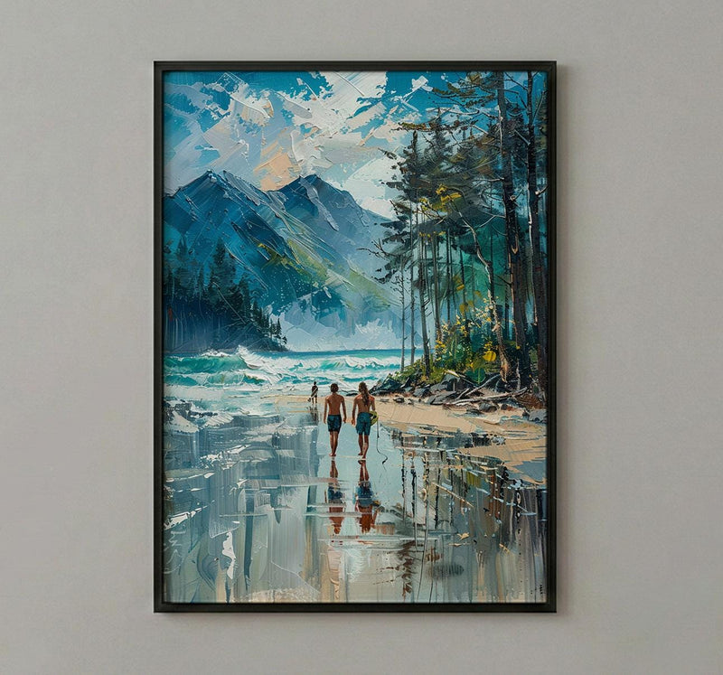 Tofino Surf Beach Wall Art, Canada Pacific Coast Decor - Misty Green Pine Ocean Wave