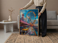 Coney Island Amusement Wall Art, Vintage New York Decor - Wooden Rollercoaster Summer Day
