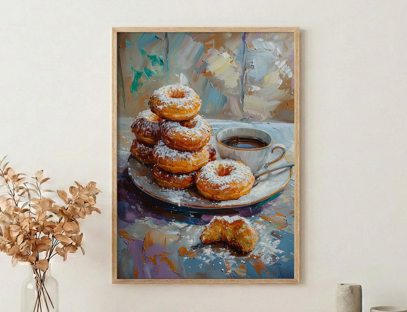 New Orleans Cafe Wall Art, French Quarter Food Decor - Sweet Beignet Summer Morning