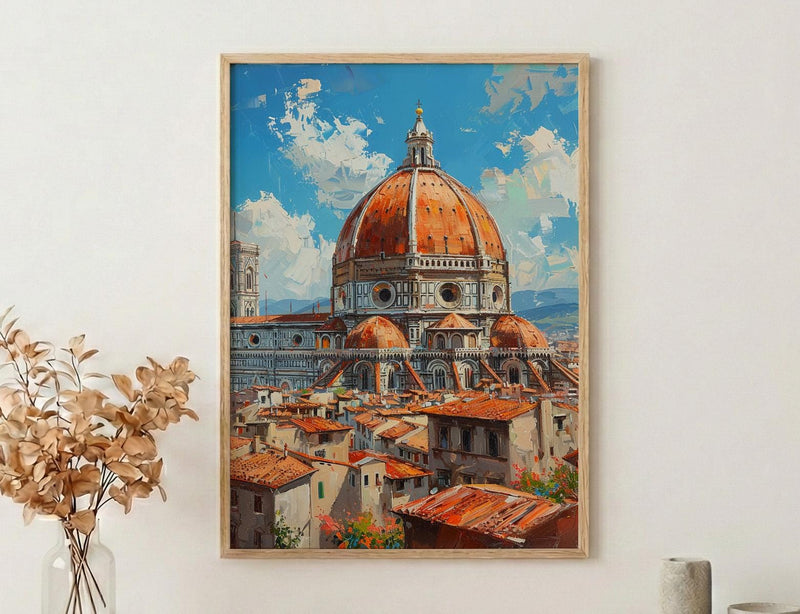 Florence Duomo Poster, Italy City Decor - Terracotta Dome Art