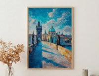 Prague Bridge Art Print, Czech Republic Decor - Historic Statue