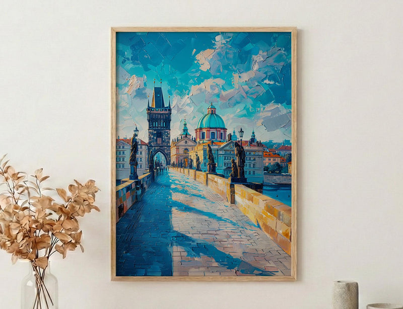 Prague Bridge Art Print, Czech Republic Decor - Historic Statue
