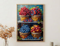 Montreal Jean Talon Art Print, Canadian Fresh Food Decor - Colorful Berry Summer Market Scene