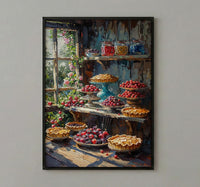 Amish Country Market Poster, Rustic Farm Bakery Room Decor - Fresh Fruit Pie Summer Sun