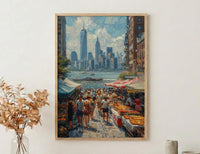 Brooklyn Food Festival Wall Art, New York City Decor - Manhattan Skyline Bright Summer View