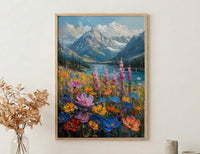 Swiss Alps Wall Art, Switzerland Nature - Wildflower Meadow Print